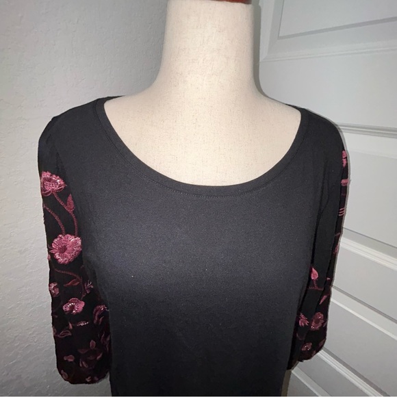 Chico’s Embroidered Floral Print Statement Bloussant Sleeve Blouse Shirt Top - Picture 2 of 9